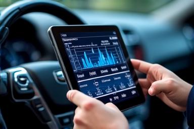 Tablet de diagnóstico conectada a motor de coche